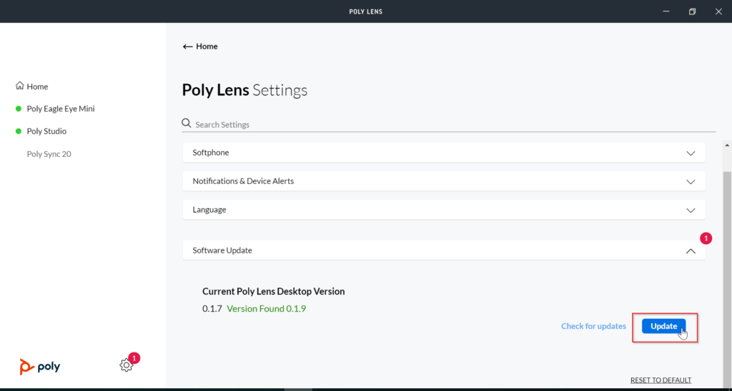 So updaten Sie die Poly Lens Desktop App So updaten Sie die Poly Lens